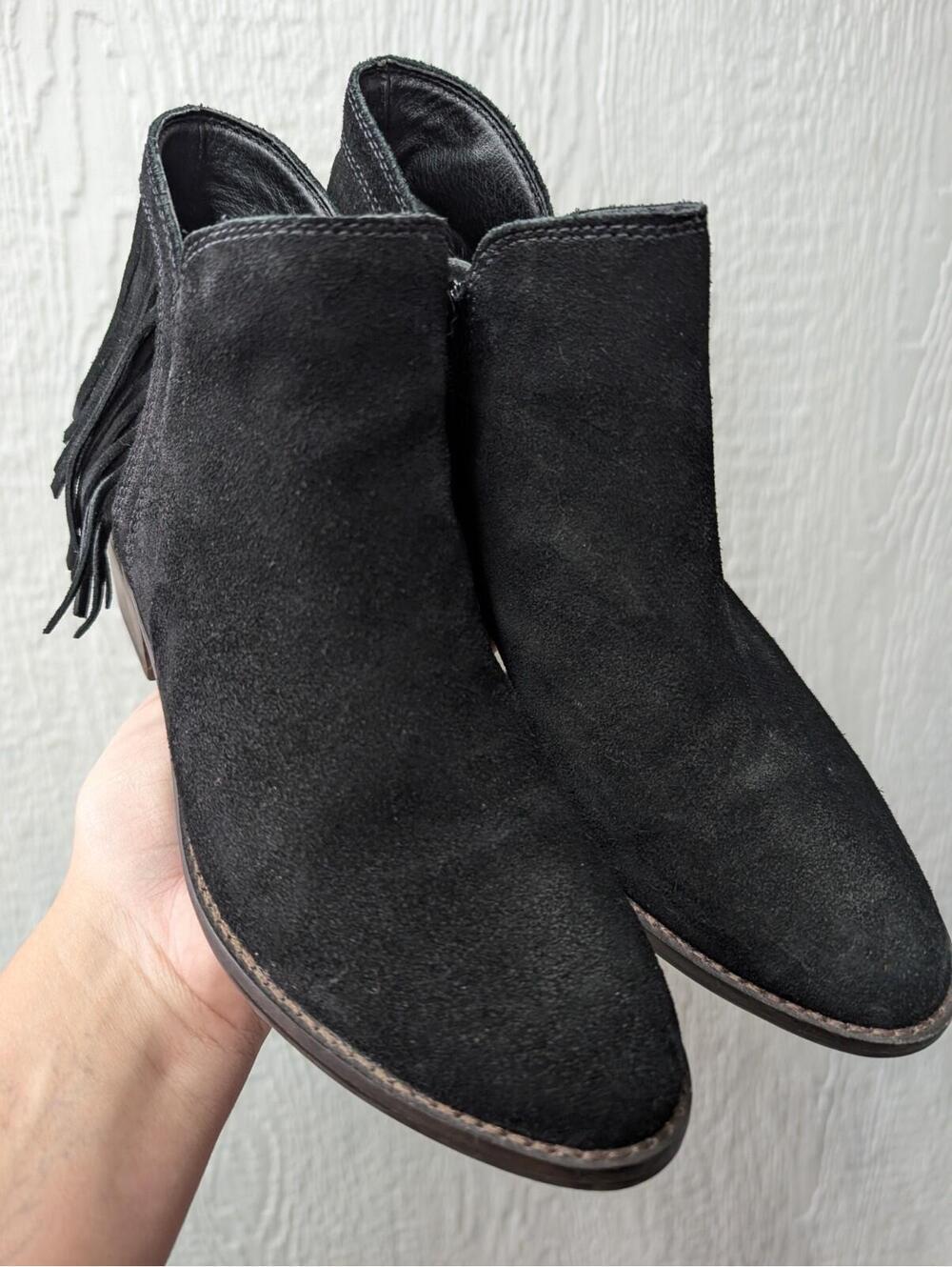 Lucky Brand Freedah Suede Fringe Ankle Boots Western Cowgirl Festival Size 8 - Picture 2 of 6